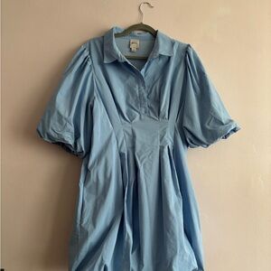 Maeve Light Blue Puff Sleeve Midi Dress